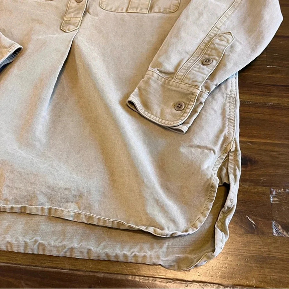 Madewell Pop Over Shirt Utility Military Tunic Oversized Long Line Tan Ash Green - Picture 8 of 13